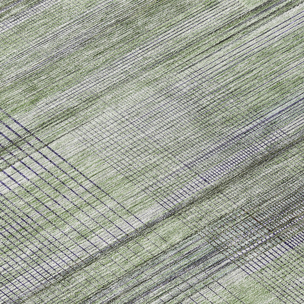 Homeroots 3' Striped Artichoke Green And Purple Washable Area Rug For Indoor And Outdoor Spaces, Durable Design 8' Round Polyester 588042