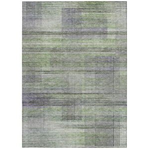 Homeroots 3' Striped Artichoke Green And Purple Washable Area Rug For Indoor And Outdoor Spaces, Durable Design 8' X 10' Polyester 588043