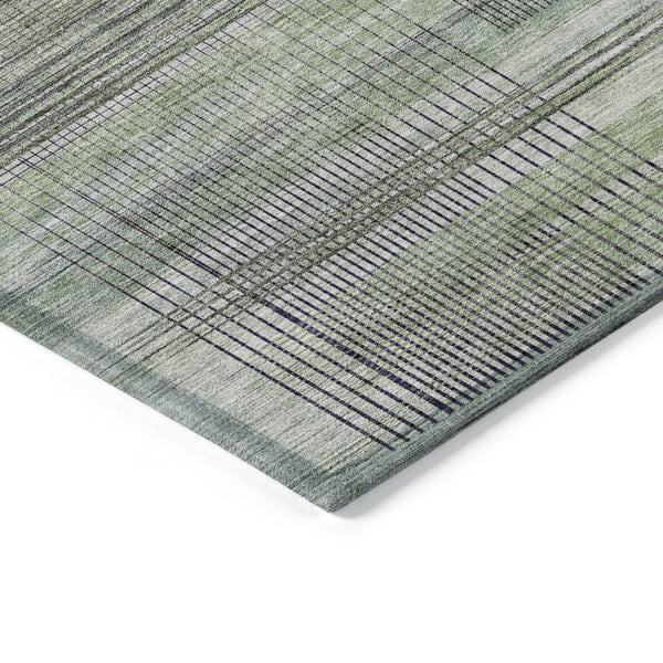 Homeroots 3' Striped Artichoke Green And Purple Washable Area Rug For Indoor And Outdoor Spaces, Durable Design 9' X 12' Polyester 588044