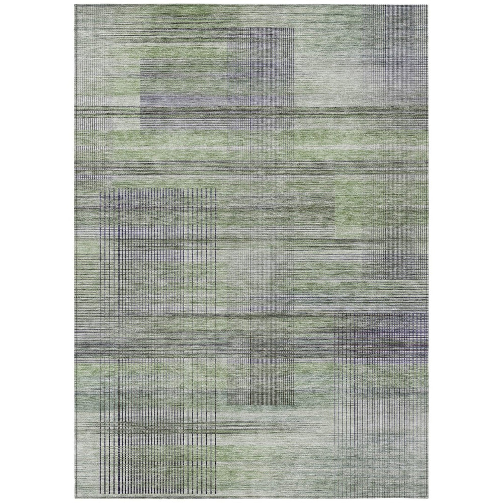 HomeRoots 5' Vibrant Striped Area Rug in Artichoke Green, Purple & Fern Green – Durable, Washable Comfort 10' X 14' 588045