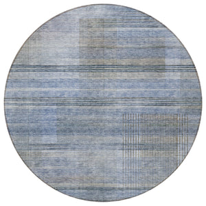 Homeroots 3' Striped Artichoke Green And Purple Washable Area Rug For Indoor And Outdoor Spaces, Durable Design 8' Round Polyester 588048