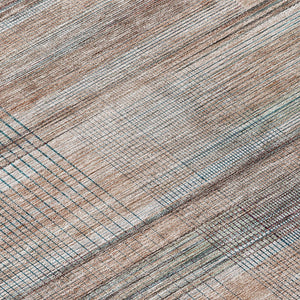 Homeroots 3' Striped Artichoke Green And Purple Washable Area Rug For Indoor And Outdoor Spaces, Durable Design 8' Round Polyester 588054