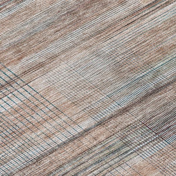 Homeroots 3' Striped Artichoke Green And Purple Washable Area Rug For Indoor And Outdoor Spaces, Durable Design 8' Round Polyester 588054