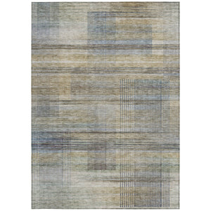 Homeroots 3' Striped Artichoke Green And Purple Washable Area Rug For Indoor And Outdoor Spaces, Durable Design 5' X 8' Polyester 588059