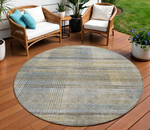 Homeroots 3' Striped Artichoke Green And Purple Washable Area Rug For Indoor And Outdoor Spaces, Durable Design 8' Round Polyester 588060