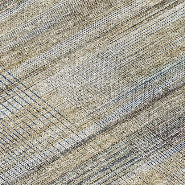 Homeroots 3' Striped Artichoke Green And Purple Washable Area Rug For Indoor And Outdoor Spaces, Durable Design 8' Round Polyester 588060