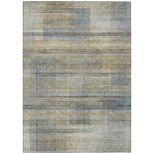 HomeRoots 9' Striped Khaki Tan and Beige Area Rug - Durable, Washable, Ideal for Indoor and Outdoor Spaces 9' X 12' 588062