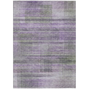HomeRoots 9' Purple Lavender and Gray Striped Washable Area Rug for Indoor and Outdoor High-Traffic Spaces 9' X 12' 588068