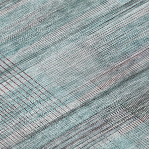 Homeroots 3' Striped Artichoke Green And Purple Washable Area Rug For Indoor And Outdoor Spaces, Durable Design 8' Round Polyester 588072