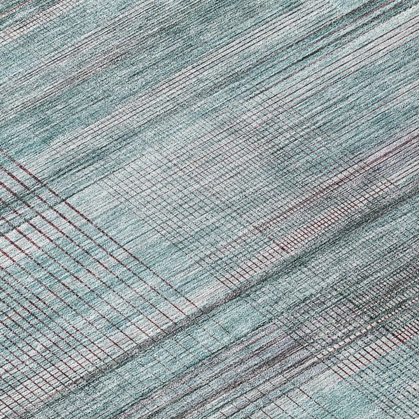 Homeroots 3' Striped Artichoke Green And Purple Washable Area Rug For Indoor And Outdoor Spaces, Durable Design 8' Round Polyester 588072