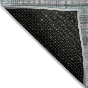 HomeRoots 5' Striped Indoor Outdoor Area Rug in Teal, Blue, Gray & Charcoal - Durable, Washable & Stylish Decor 10' X 14' 588075