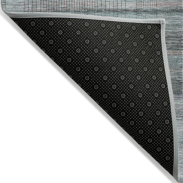 HomeRoots 5' Striped Indoor Outdoor Area Rug in Teal, Blue, Gray & Charcoal - Durable, Washable & Stylish Decor 10' X 14' 588075