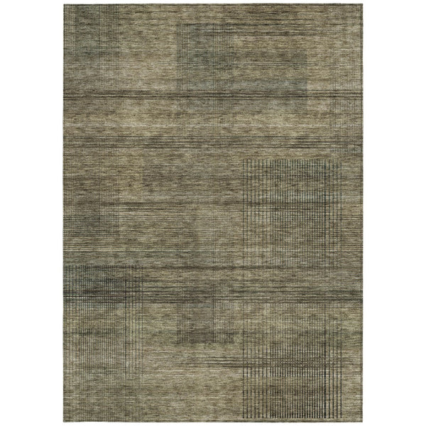 Homeroots 3' Washable Indoor Outdoor Area Rug - Stylish Striped Design For High Traffic Spaces & Versatile Use 8' X 10' Polyester 588079
