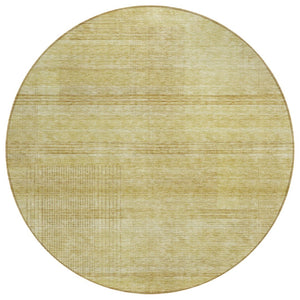 HomeRoots 5' Classic Gold Wheat and Beige Striped Washable Indoor/Outdoor Area Rug for Timeless Elegance 8' Round 588084