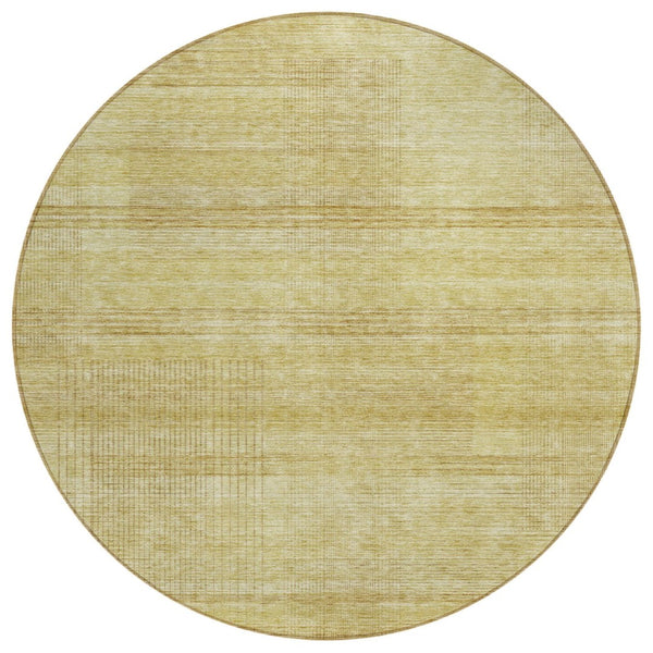 HomeRoots 5' Classic Gold Wheat and Beige Striped Washable Indoor/Outdoor Area Rug for Timeless Elegance 8' Round 588084