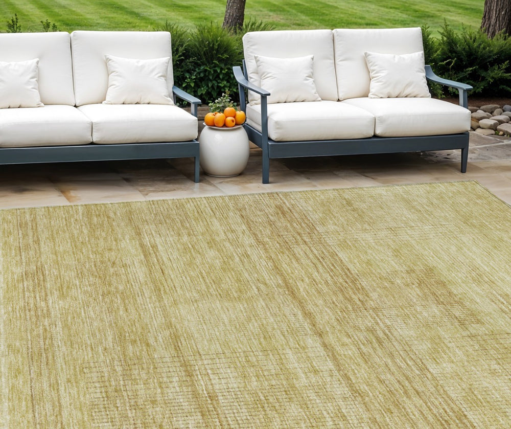 HomeRoots 9' Stylish Striped Washable Area Rug in Gold Wheat and Beige for Indoor and Outdoor Spaces 9' X 12' 588086