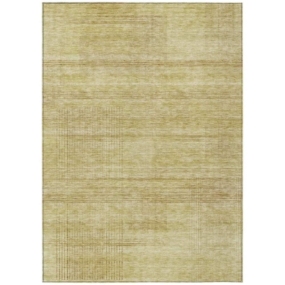 HomeRoots 9' Stylish Striped Washable Area Rug in Gold Wheat and Beige for Indoor and Outdoor Spaces 9' X 12' 588086