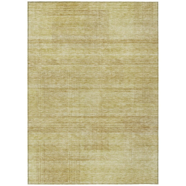 HomeRoots 5' Classic Gold Wheat and Beige Striped Washable Indoor/Outdoor Area Rug for Timeless Elegance 10' X 14' 588087