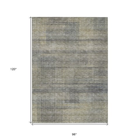 Homeroots 3' Washable Indoor Outdoor Area Rug - Stylish Striped Design For High Traffic Spaces & Versatile Use 8' X 10' Polyester 588091