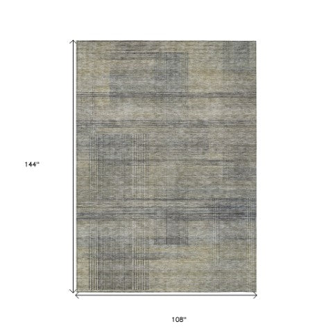 Homeroots 3' Washable Indoor Outdoor Area Rug - Stylish Striped Design For High Traffic Spaces & Versatile Use 9' X 12' Polyester 588092