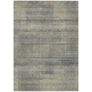 HomeRoots 5' Khaki Beige and Gray Striped Washable Area Rug - Durable, Stylish, Perfect for Indoor and Outdoor Use 10' X 14' 588093