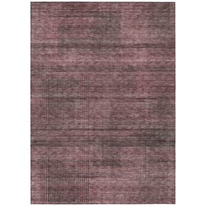 HomeRoots 9' Stylish Merlot and Gray Striped Washable Rug for Indoor and Outdoor Use – Durable, Easy-Clean Design 9' X 12' 588098