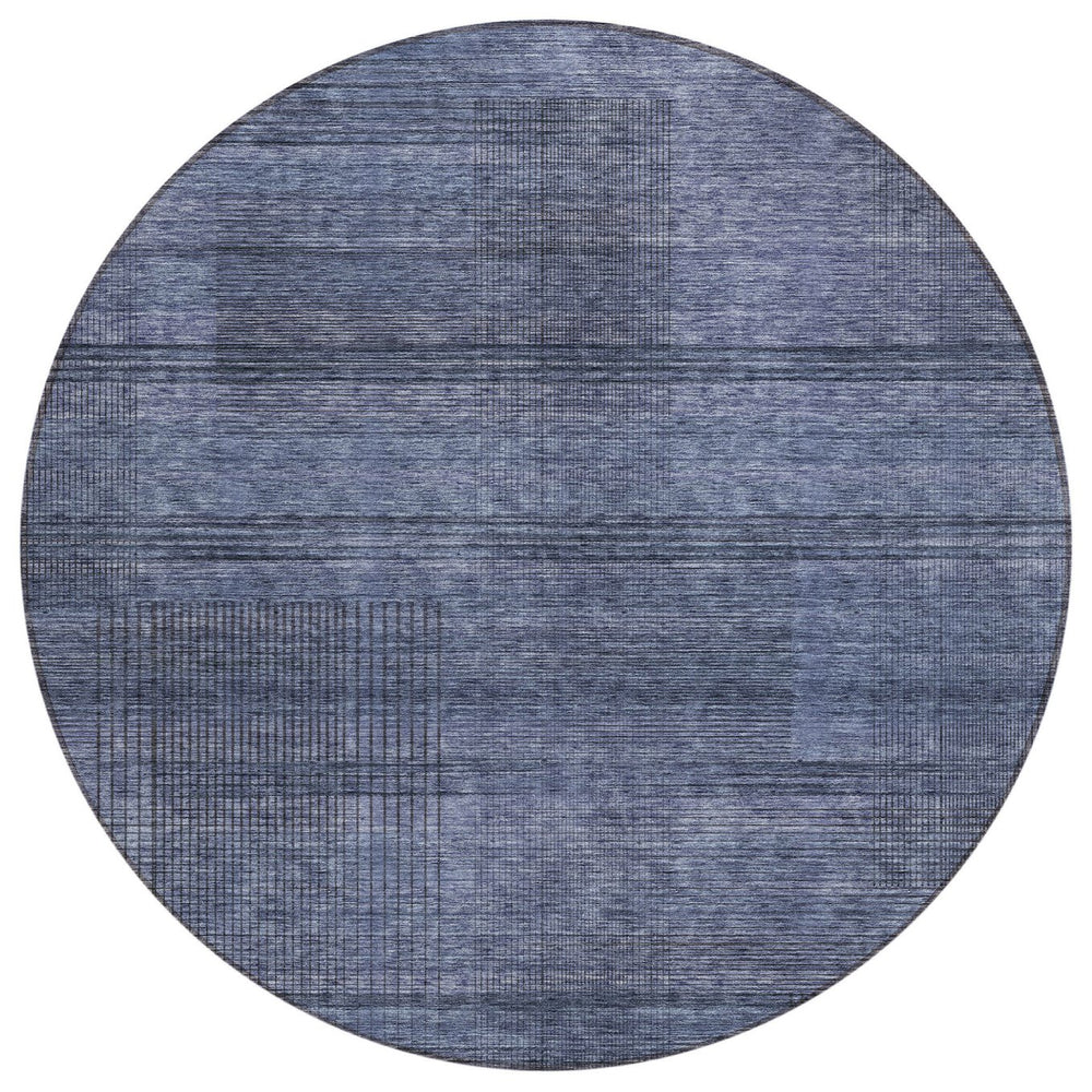 Homeroots 3' Washable Indoor Outdoor Area Rug - Stylish Striped Design For High Traffic Spaces & Versatile Use 8' Round Polyester 588102