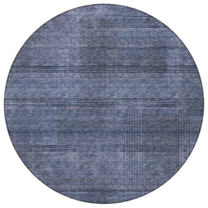 HomeRoots 5' Navy Blue and Gray Striped Indoor Outdoor Area Rug – Durable, Washable, and Stylish for Any Space 8' Round 588102
