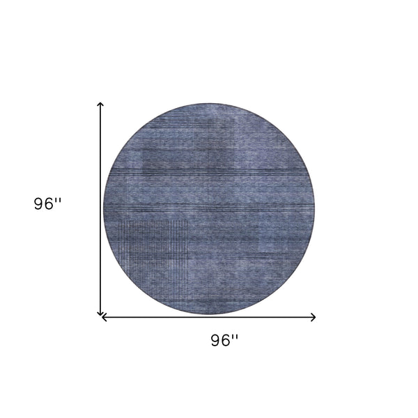 Homeroots 3' Washable Indoor Outdoor Area Rug - Stylish Striped Design For High Traffic Spaces & Versatile Use 8' Round Polyester 588102