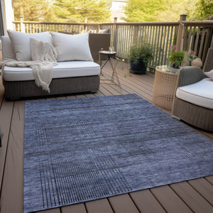 Homeroots 3' Washable Indoor Outdoor Area Rug - Stylish Striped Design For High Traffic Spaces & Versatile Use 8' X 10' Polyester 588103