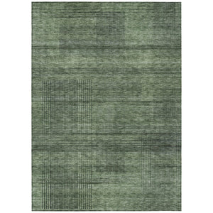 HomeRoots 5' Olive Green and Gray Striped Washable Rug - Stylish, Durable, Perfect for Indoor and Outdoor Spaces 5' X 8' 588107