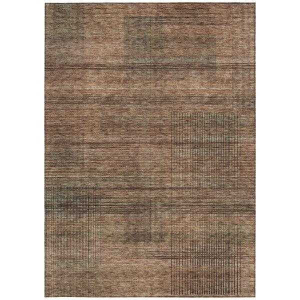 Homeroots 3' Washable Indoor Outdoor Area Rug - Stylish Striped Design For High Traffic Spaces & Versatile Use 5' X 8' Polyester 588113