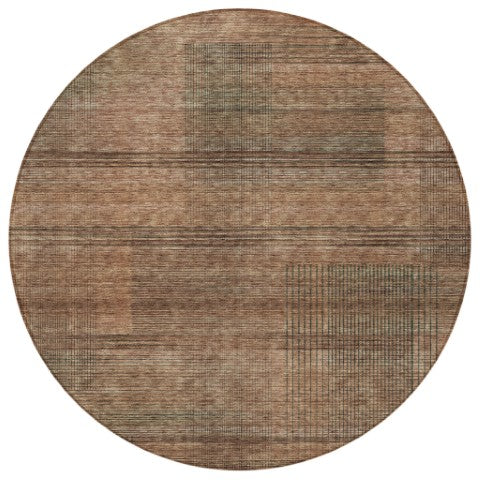 Homeroots 3' Washable Indoor Outdoor Area Rug - Stylish Striped Design For High Traffic Spaces & Versatile Use 8' Round Polyester 588114
