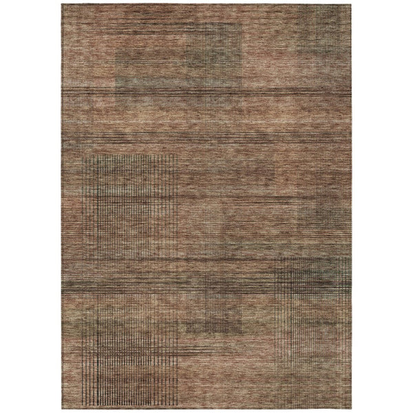 HomeRoots 9' Striped Washable Area Rug in Warm Orange, Copper, and Brown – Durable for Indoor and Outdoor Use 9' X 12' 588116