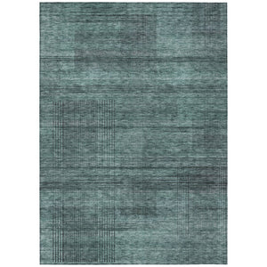 HomeRoots 5' Striped Teal Blue Aqua and Gray Washable Area Rug for Indoor and Outdoor Living Spaces Decor 8' X 10' 588127