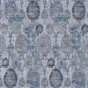 Homeroots 3' Stylish Artichoke Green And Gray Damask Rug - Washable, Durable, Perfect For Indoor And Outdoor Spaces 5' X 8' Polyester 588143