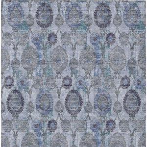 Homeroots 3' Stylish Artichoke Green And Gray Damask Rug - Washable, Durable, Perfect For Indoor And Outdoor Spaces 8' X 10' Polyester 588145