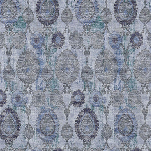 Homeroots 3' Stylish Artichoke Green And Gray Damask Rug - Washable, Durable, Perfect For Indoor And Outdoor Spaces 8' X 10' Polyester 588145