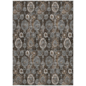 Homeroots 3' Stylish Artichoke Green And Gray Damask Rug - Washable, Durable, Perfect For Indoor And Outdoor Spaces 3' X 5' Polyester 588148