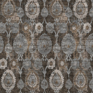 Homeroots 3' Stylish Artichoke Green And Gray Damask Rug - Washable, Durable, Perfect For Indoor And Outdoor Spaces 10' X 14' Polyester 588153