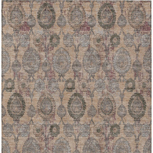 Homeroots 3' Stylish Artichoke Green And Gray Damask Rug - Washable, Durable, Perfect For Indoor And Outdoor Spaces 8' X 10' Polyester 588157