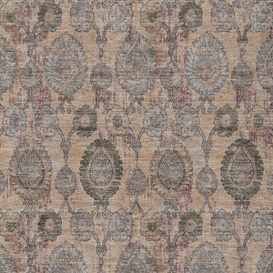 Homeroots 3' Stylish Artichoke Green And Gray Damask Rug - Washable, Durable, Perfect For Indoor And Outdoor Spaces 8' X 10' Polyester 588157