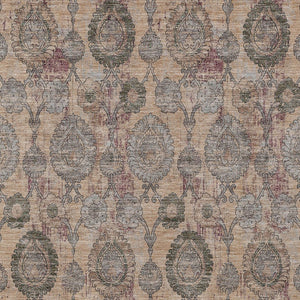 Homeroots 3' Stylish Artichoke Green And Gray Damask Rug - Washable, Durable, Perfect For Indoor And Outdoor Spaces 9' X 12' Polyester 588158