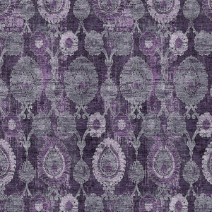 Homeroots 3' Stylish Artichoke Green And Gray Damask Rug - Washable, Durable, Perfect For Indoor And Outdoor Spaces 10' X 14' Polyester 588165