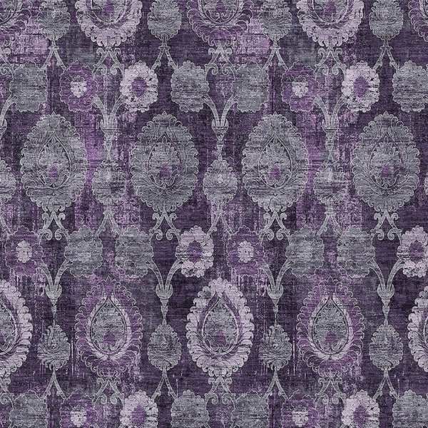 Homeroots 3' Stylish Artichoke Green And Gray Damask Rug - Washable, Durable, Perfect For Indoor And Outdoor Spaces 10' X 14' Polyester 588165