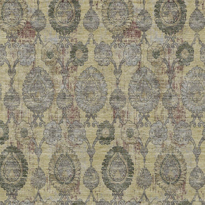 Homeroots 3' Stylish Artichoke Green And Gray Damask Rug - Washable, Durable, Perfect For Indoor And Outdoor Spaces 3' X 5' Polyester 588172