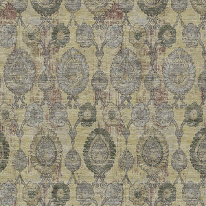 Homeroots 3' Stylish Artichoke Green And Gray Damask Rug - Washable, Durable, Perfect For Indoor And Outdoor Spaces 5' X 8' Polyester 588173