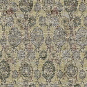 Homeroots 3' Stylish Artichoke Green And Gray Damask Rug - Washable, Durable, Perfect For Indoor And Outdoor Spaces 8' X 10' Polyester 588175