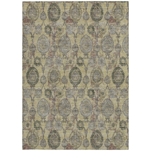 Homeroots 3' Stylish Artichoke Green And Gray Damask Rug - Washable, Durable, Perfect For Indoor And Outdoor Spaces 10' X 14' Polyester 588177
