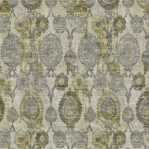 Homeroots 3' Stylish Artichoke Green And Gray Damask Rug - Washable, Durable, Perfect For Indoor And Outdoor Spaces 10' X 14' Polyester 588183
